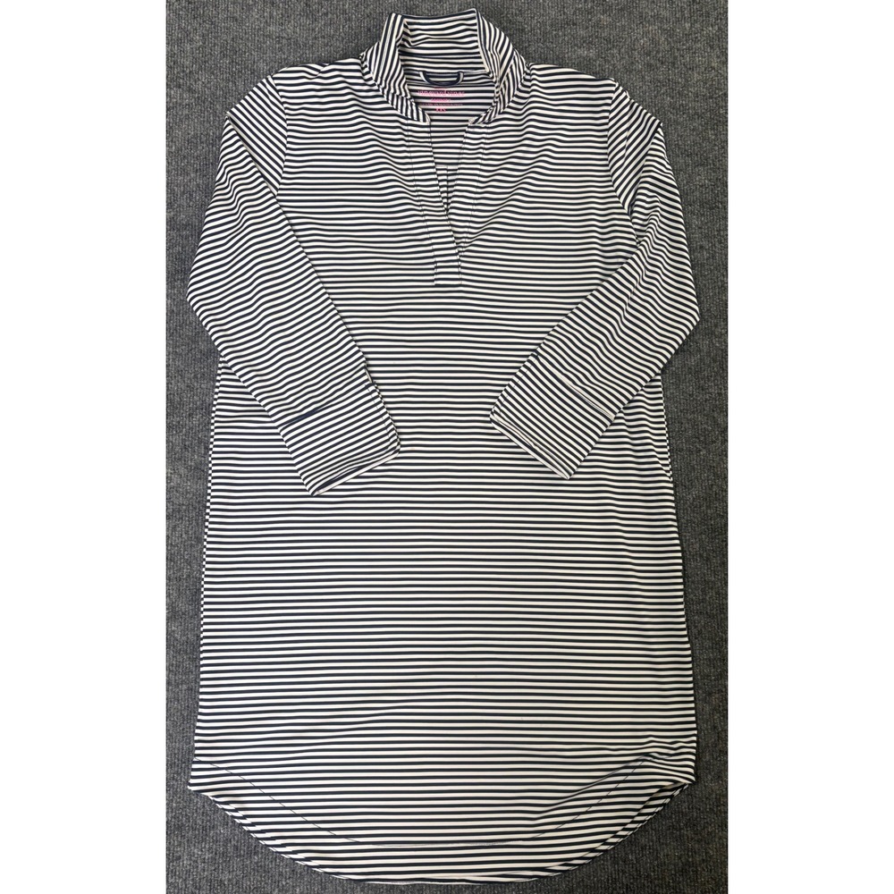 Vineyard Vines Sankaty Striped Polo Dress XXS Navy White Polyester Spandex Women